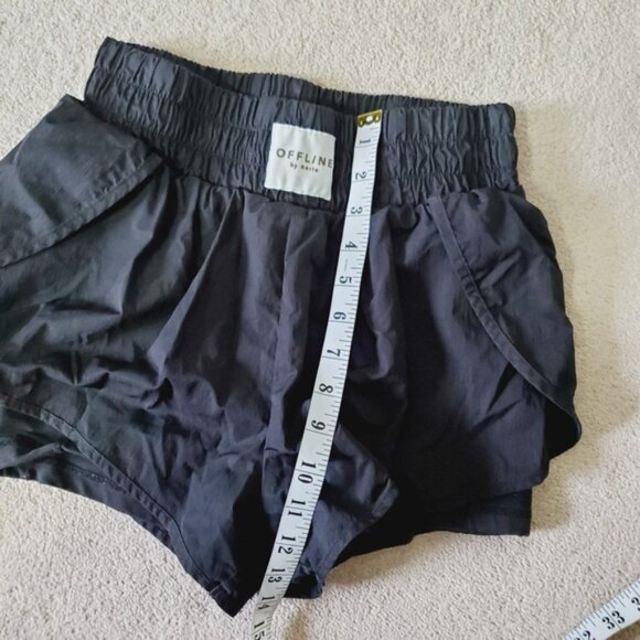 Aerie Offline Hugger Champ High Rise Black Nylon Gym Running Lounge Shorts M - Picture 5 of 8